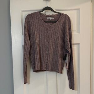 Women's Ribbed Scalloped Cardigan